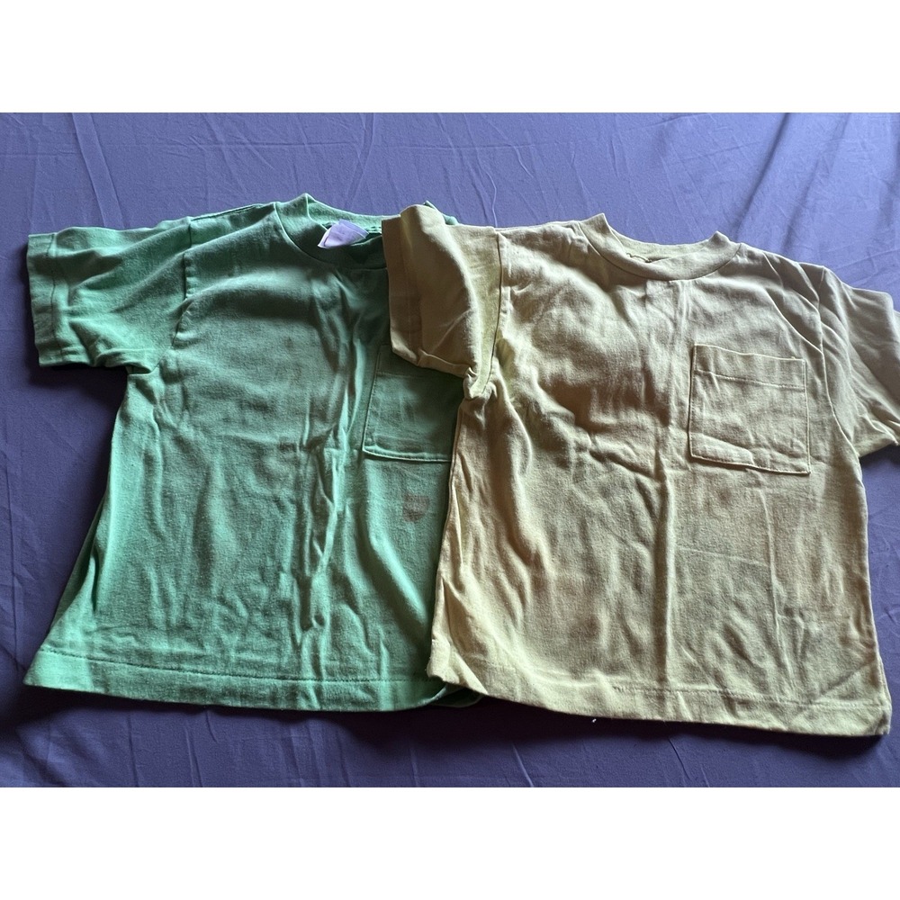 Lot Of 2 Vintage McKids Kid Shirts Size Large Yellow Green
